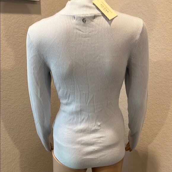 Guess Blue Fitted Sweatshirt with Mandarin Collar - Picture 4 of 6